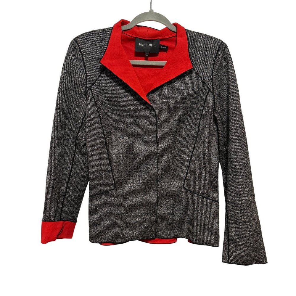 Lafayette 148 New York Womens Wool Blend Blazer Jacket Red & Black Size 8